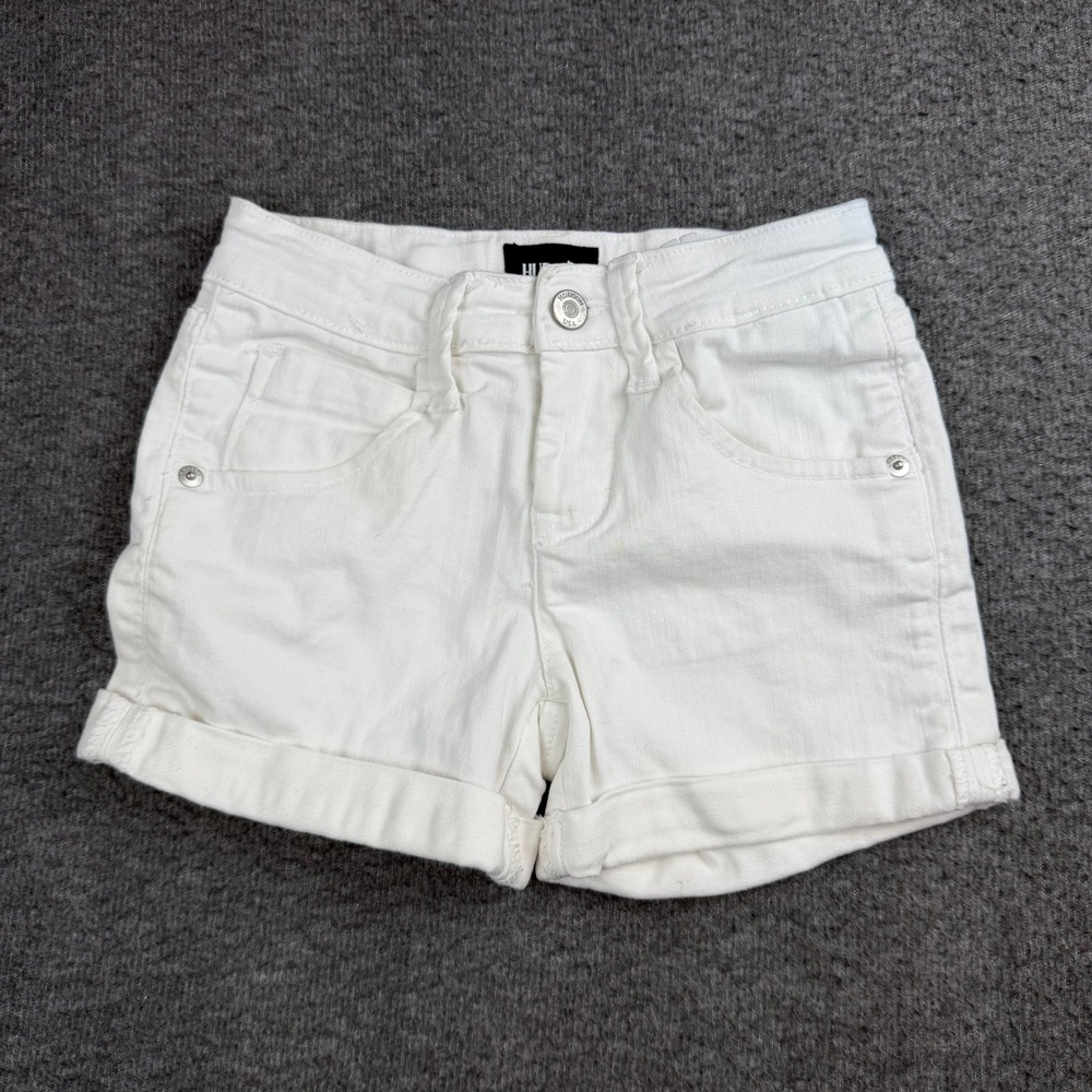 Hudson Denim‎ Shorts Girls Size 12 White Rolled Cuff Adjustable Waist Stretch